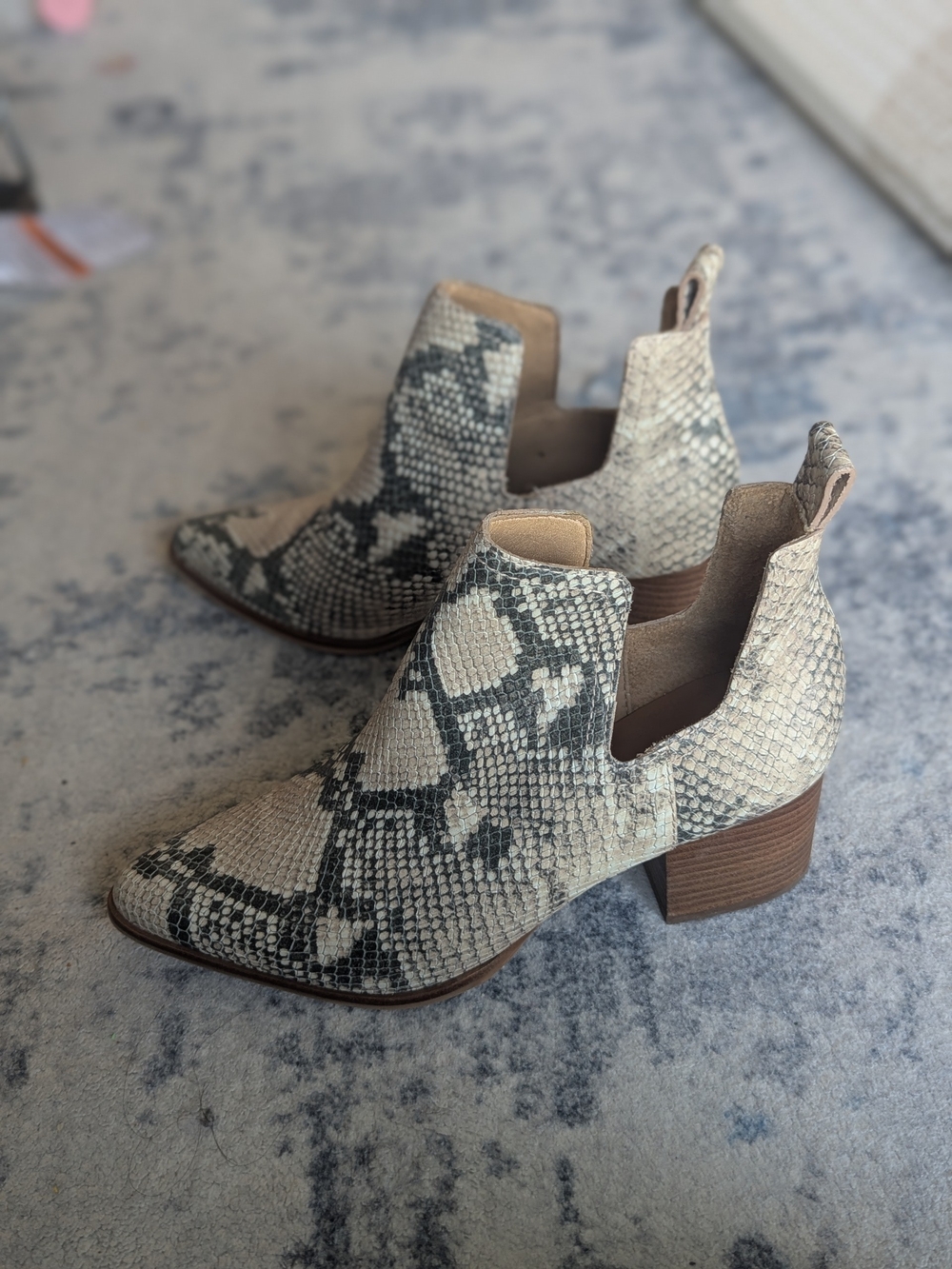 Lucky Brand Jabilo Leather Snakeskin Print ankle booties